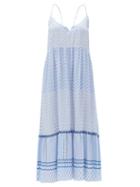 Matchesfashion.com Heidi Klein - Tile-print Twisted-back Poplin Midi Dress - Womens - Blue Print