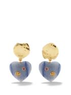 Lizzie Fortunato - Rio Heart Aventurine & Gold-plated Drop Earrings - Womens - Blue
