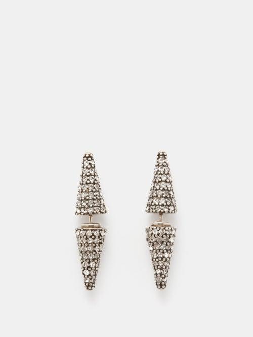 Balenciaga - Cagole Spike Crystal-embellished Earrings - Womens - Silver