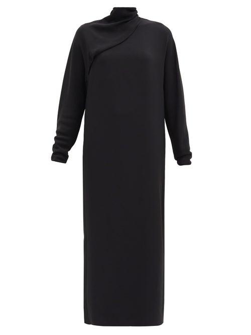Matchesfashion.com The Row - Vali Draped-neck Cady Maxi Dress - Womens - Black