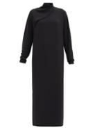 Matchesfashion.com The Row - Vali Draped-neck Cady Maxi Dress - Womens - Black