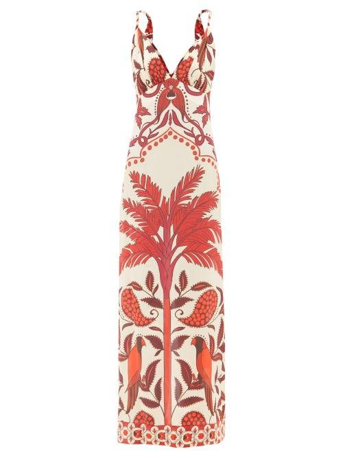 Johanna Ortiz - Vin Du Maroc Printed Silk Dress - Womens - Red Multi