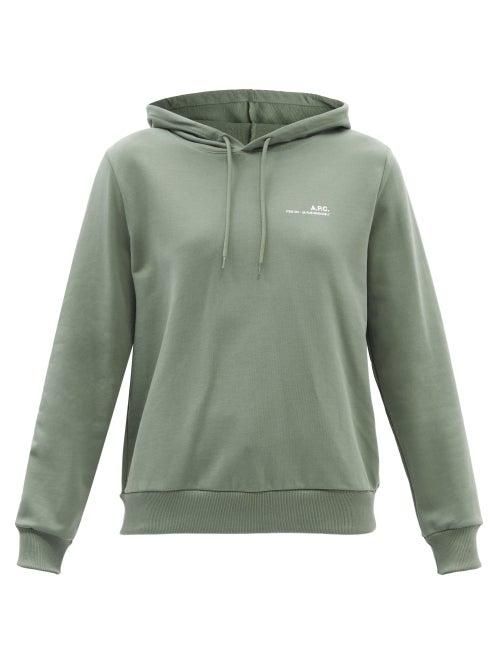A.p.c. - Item Logo-print Cotton-jersey Hooded Sweatshirt - Womens - Khaki