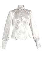Marc Jacobs Mandarin-collar Floral-jacquard Satin Blouse