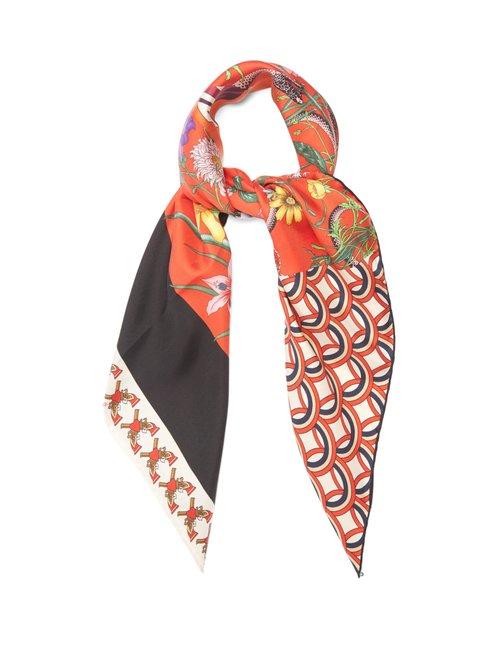 Matchesfashion.com Gucci - Patchwork Print Silk Twill Scarf - Womens - Red Multi
