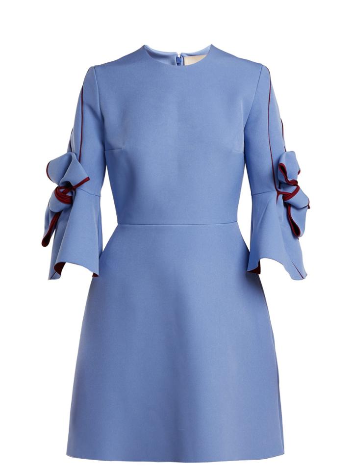 Roksanda Harlin Bow-sleeve Bonded Crepe Mini Dress