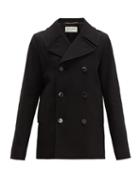 Matchesfashion.com Saint Laurent - Double Breasted Felted Wool Pea Coat - Womens - Black