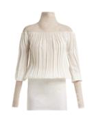Matchesfashion.com Jil Sander - Fois Gathered Twill And Crepe Blouse - Womens - White