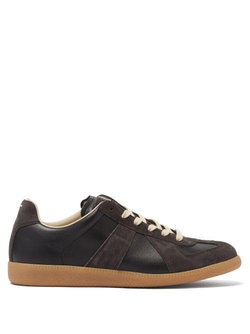 Matchesfashion.com Maison Margiela - Replica Suede-panel Leather Trainers - Mens - Black