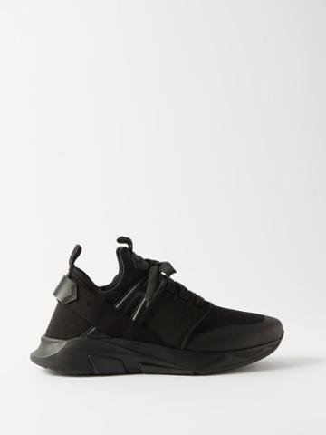 Tom Ford - Alcantara Neoprene And Suede Trainers - Mens - Black