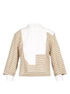 Matchesfashion.com Loewe - Poplin Bib Striped Linen Top - Womens - Brown Multi