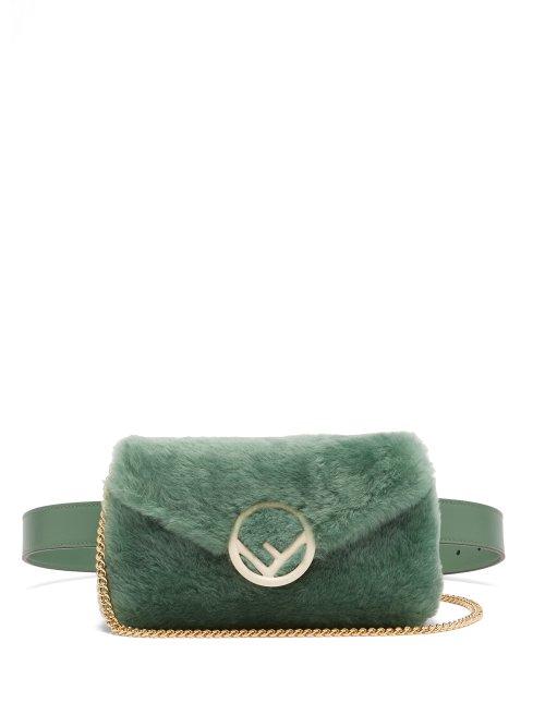 Matchesfashion.com Fendi - Shearling Belt Bag - Womens - Green