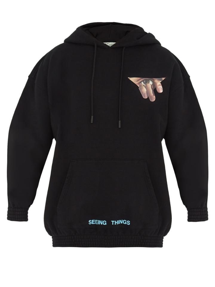 Off-white Eye-print Hooded Cotton Sweatshirt