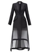 Matchesfashion.com Alexander Mcqueen - Sheer-hem Single-breasted Organza Coat - Womens - Black