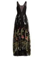 Matchesfashion.com Rodarte - Floral Embroidered Fil Coup Tulle Gown - Womens - Black Multi