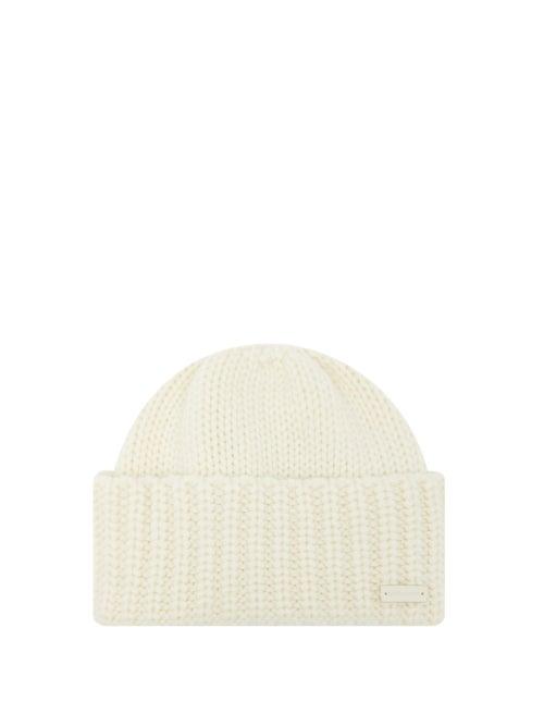 Saint Laurent - Logo-patch Cashmere Beanie Hat - Womens - Cream