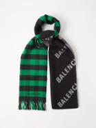 Balenciaga - Logo-intarsia Check Cotton Scarf - Mens - Black Multi
