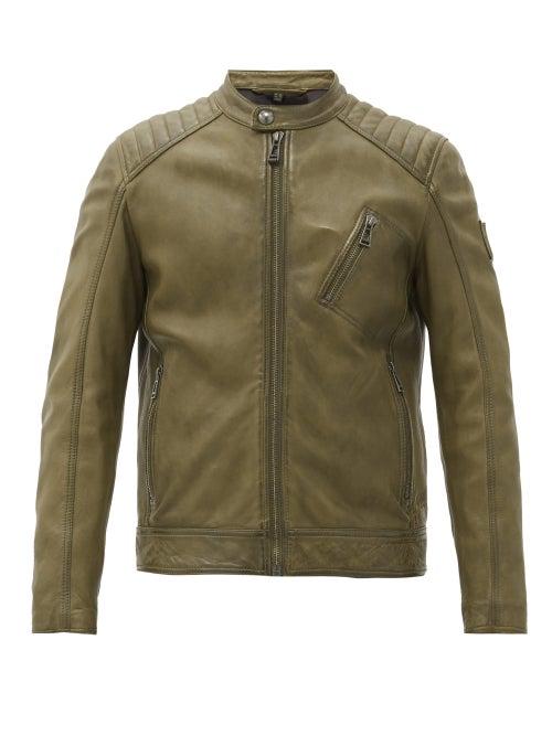 Matchesfashion.com Belstaff - V Racer 2.0 Leather Jacket - Mens - Dark Green
