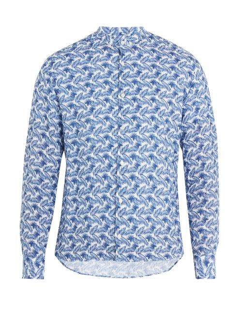 Matchesfashion.com Altea - Feather Print Linen Shirt - Mens - White Multi