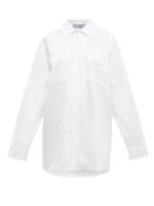 Matchesfashion.com Prada - Oversized Bow Embellished Cotton Poplin Shirt - Womens - White