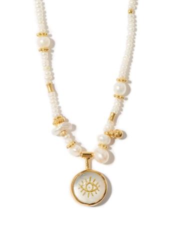 Matchesfashion.com Katerina Makriyianni - Evil Eye Pearl & Gold-plated Necklace - Womens - White