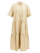 Matchesfashion.com Co - Tiered Cotton-sateen Midi Shirt Dress - Womens - Camel