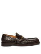 Matchesfashion.com Martine Rose - Square Toe Crocodile Effect Leather Loafers - Mens - Brown Multi