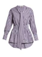 Teija Striped Tie-neck Cotton Top