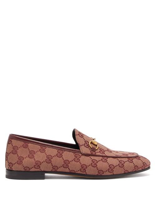 Matchesfashion.com Gucci - Jordaan Gg Jacquard Canvas Loafers - Womens - Burgundy