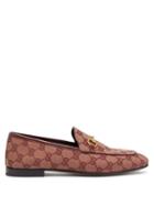 Matchesfashion.com Gucci - Jordaan Gg Jacquard Canvas Loafers - Womens - Burgundy