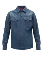 Matchesfashion.com Sies Marjan - Oliver Patch Pocket Leather Shirt - Mens - Navy