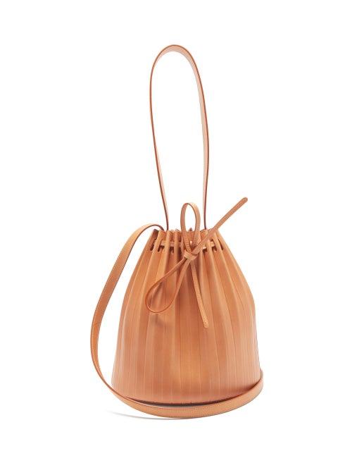 Matchesfashion.com Mansur Gavriel - Pleated Leather Bucket Bag - Womens - Tan