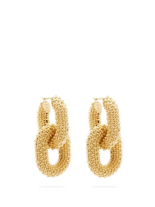 Matchesfashion.com Bottega Veneta - Bobbled Chain Link 18kt Gold-plated Drop Earrings - Womens - Gold