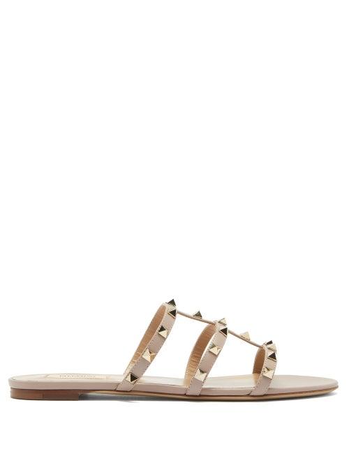 Matchesfashion.com Valentino Garavani - Rockstud Leather Sandals - Womens - Nude