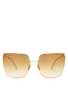 Matchesfashion.com Celine Eyewear - Square Butterfly-frame Metal Glasses - Womens - Brown Gold