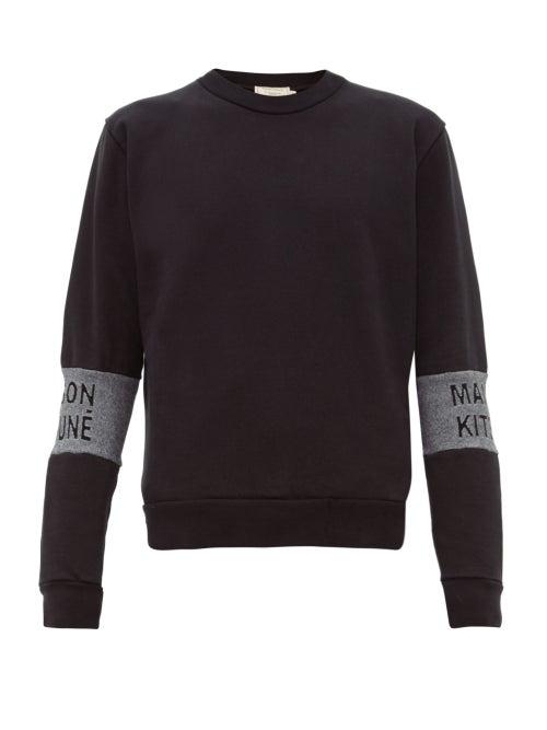 Matchesfashion.com Maison Kitsun - Logo Jacquard Insert Cotton Jersey Sweatshirt - Mens - Black