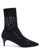 Matchesfashion.com Prada - Geometric Stretch Knit Ankle Boots - Womens - Grey Navy