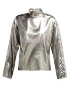 Matchesfashion.com Hillier Bartley - Dropped Shoulders Silk Top - Womens - Silver