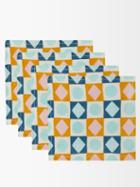 La Doublej - Set Of Four Diamond Dots Linen Napkins - Womens - Multi