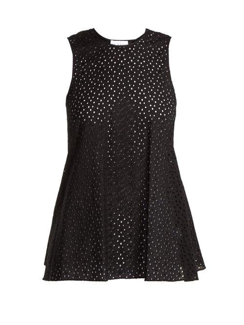 Matchesfashion.com Raey - Broderie Anglaise Fishtail Top - Womens - Black