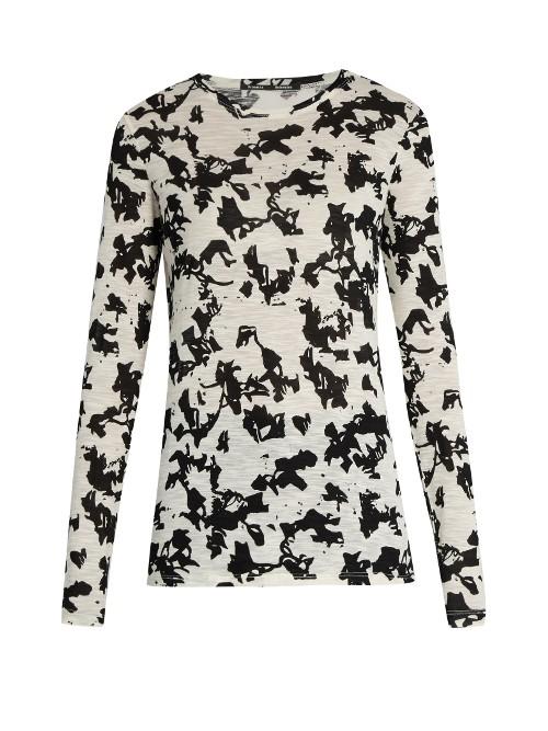 Proenza Schouler Abstract Floral-print Long-sleeved Cotton T-shirt