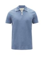 Matchesfashion.com Oliver Spencer - Hawthorn Organic Cotton-jersey Polo Shirt - Mens - Light Blue