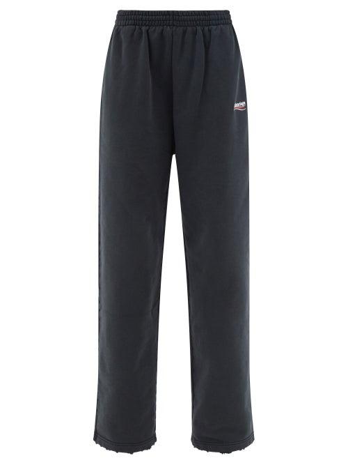 Balenciaga - Logo-embroidered Cotton-jersey Track Pants - Womens - Black White