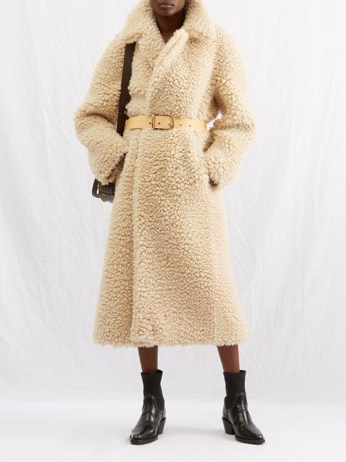 Chlo - Belted Cashmere-silk Shearling Coat - Womens - Beige