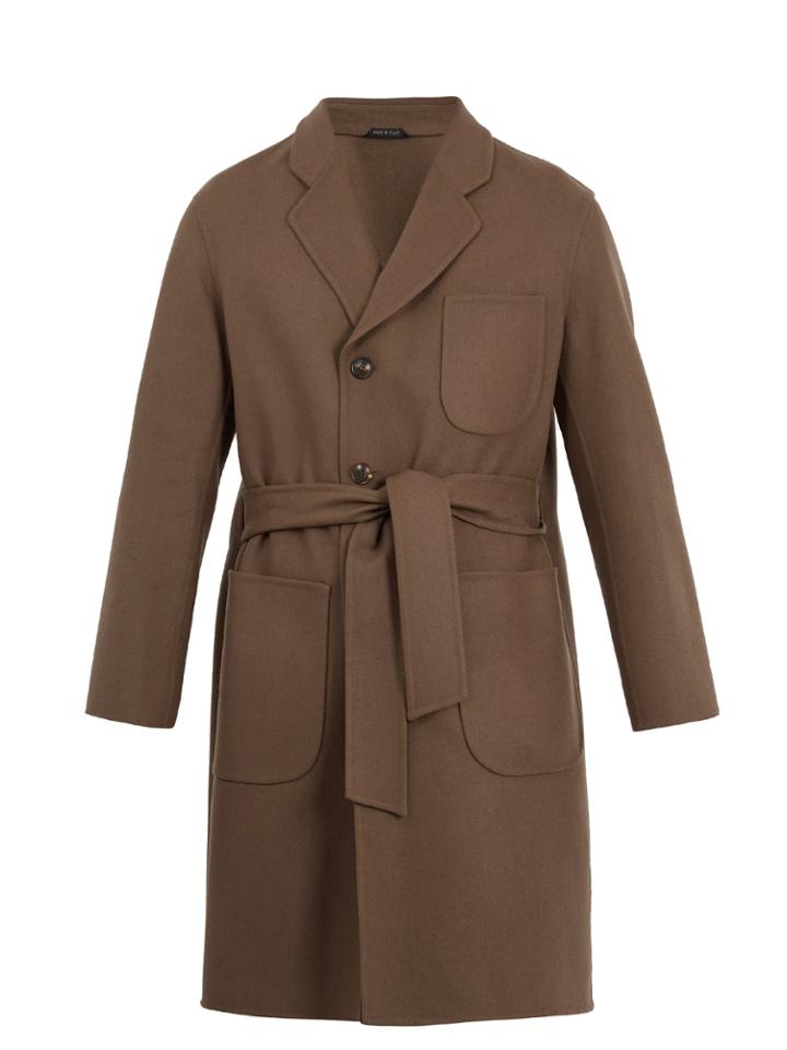 Giorgio Armani Single-breasted Tie-waist Wool-blend Coat