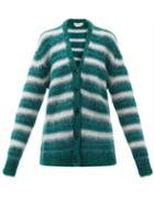 Matchesfashion.com Marni - V-neck Striped Brushed-knit Cardigan - Womens - Green Stripe