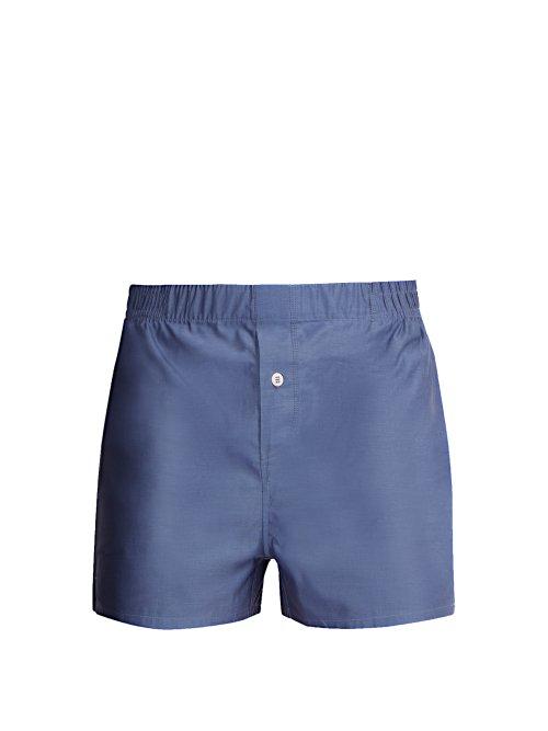 Matchesfashion.com Hamilton And Hare - Cotton Boxer Shorts - Mens - Navy