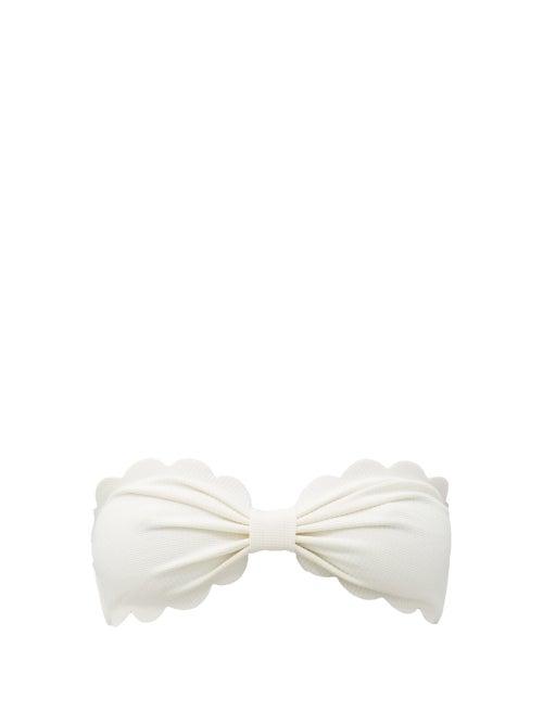 Matchesfashion.com Marysia - Antibes Scalloped-edge Bandeau Bikini Top - Womens - White