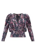 Isabel Marant - Zarga Paisley-print Silk-blend Georgette Top - Womens - Navy Multi