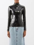 Vaquera - Irma High-neck Pvc Top - Womens - Black